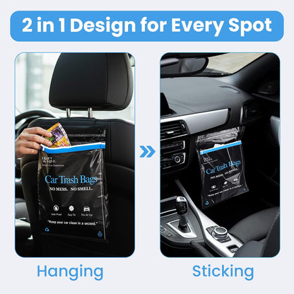 Hanging Car Trash Bags Disposable, 2 Gallon Car Garbage Bags. Black