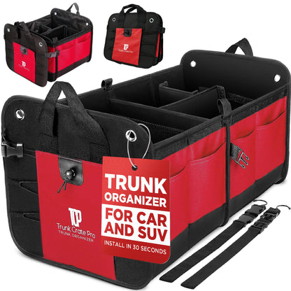 Car Trunk Organizer for SUV, Truck & Auto Cargo Storage, XL Black