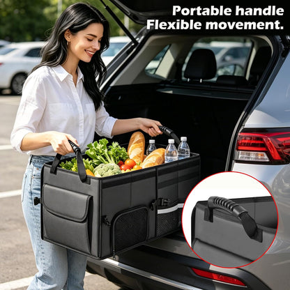 Car Trunk Organizer, 2 Compartments Car Storage Box with Lip