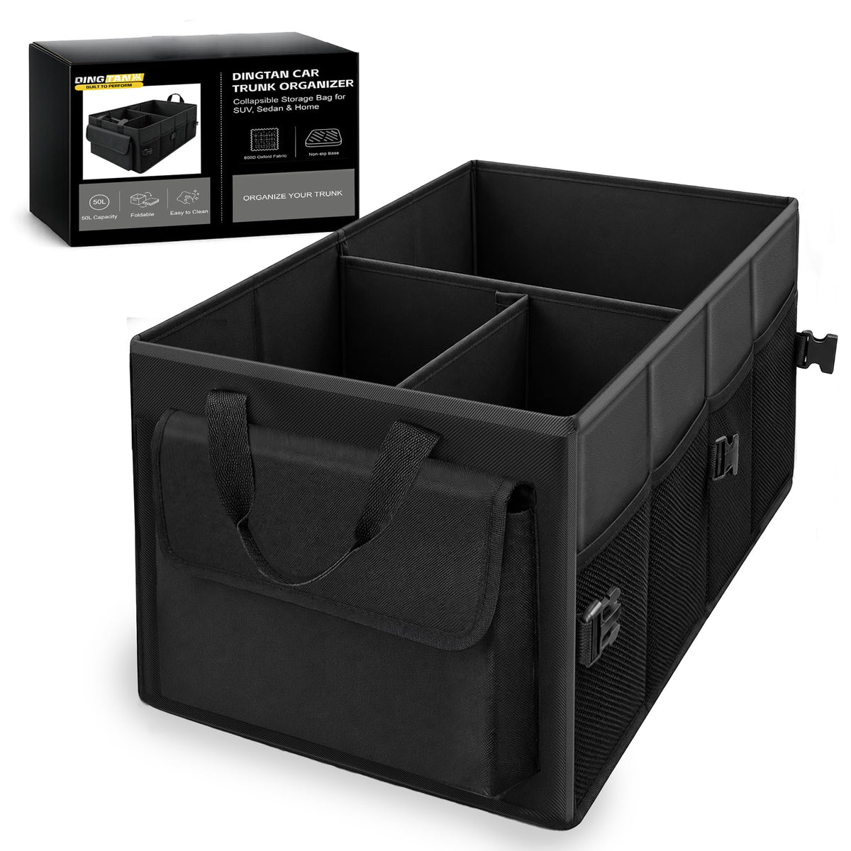 65L Trunk Organizer, Large Foldable Car Organizer for SUV, Jeep, Sedan