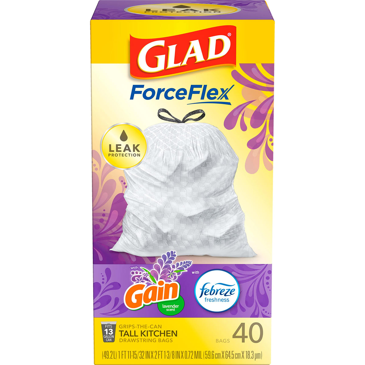 Glad Small Trash Bags 4 Gallon, Febreze Cherry Blossom Garbage Bags, Odor Resistant with Drawstring, 34 Count