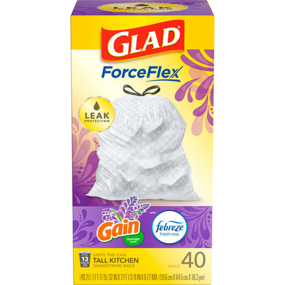 Glad Small Trash Bags 4 Gallon, Febreze Cherry Blossom Garbage Bags, Odor Resistant with Drawstring, 34 Count