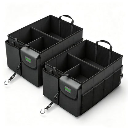 DRIVE - Car Trunk Organizer - Collapsible, Multi-Compartment Automotive SUV Car Organizer for Storage w/Adjustable Straps - Truck & Car Accessories for Women and Men - Black