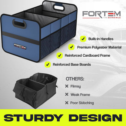 FORTEM Trunk Organizer - Car Organizer & Storage for SUVs, Trucks, Sedans