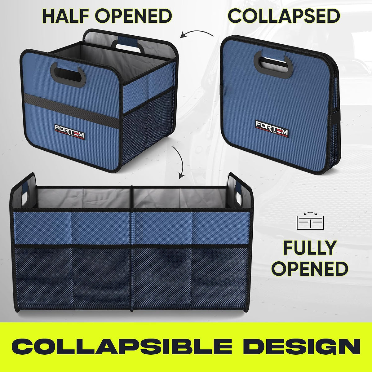 FORTEM Trunk Organizer - Car Organizer & Storage for SUVs, Trucks, Sedans