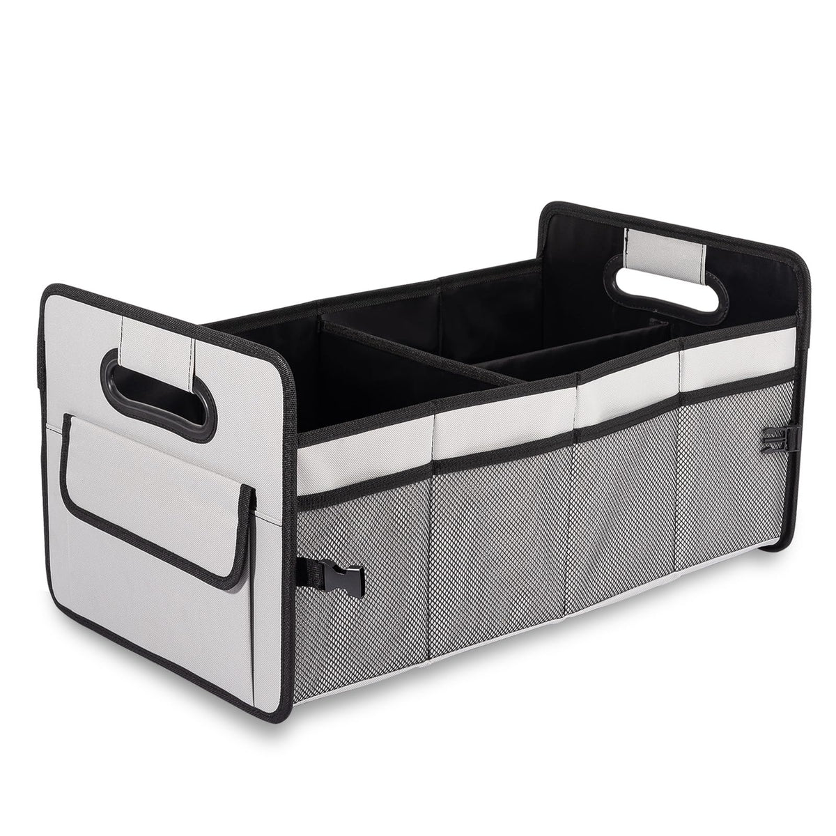 JiatuA Car Trunk Organizer, Car Organizers and Storage Collapsible Multi Compartment Container Box, Adjustable Car Accessories for SUV Sedan Truck, Standard Size, Black