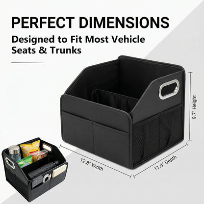 Leather Car Organizer Front Seat Organizer with Metal Handles