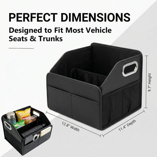 Leather Car Organizer Front Seat Organizer with Metal Handles