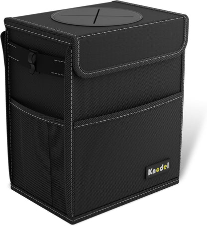K KNODEL 2 Gallon Black Leak-Proof Waterproof Car Trash Can with Lid
