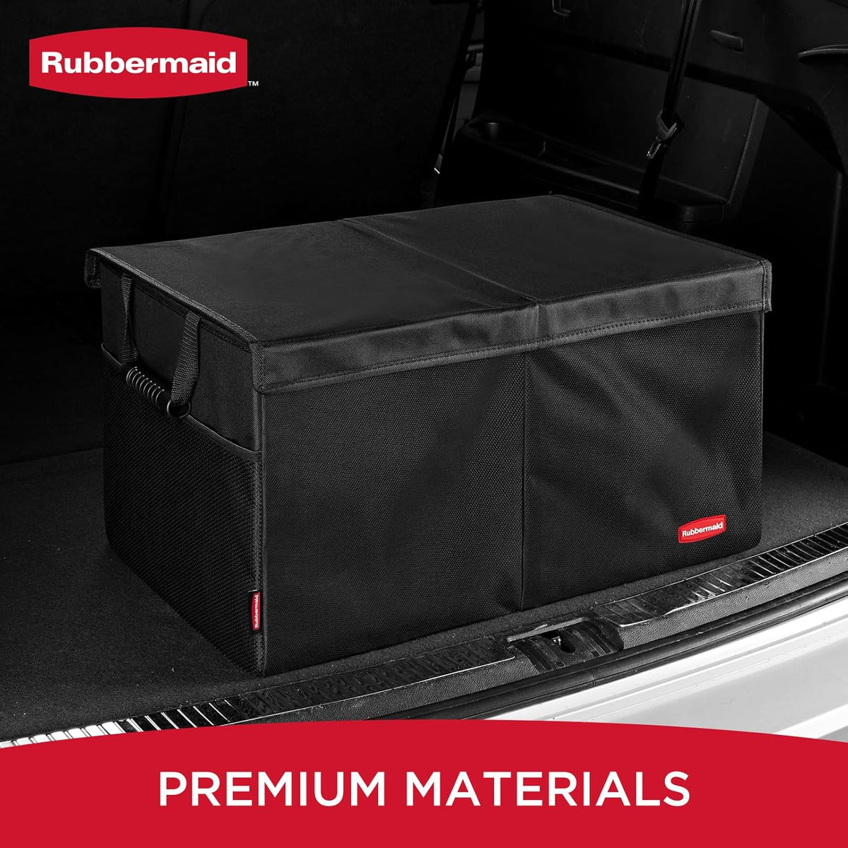 Rubbermaid Car Organizer, Collapsible Trunk Organizer, Multi-Compartment Car Storage Organization for Car Accessories, 2 Compartments With Cover, 21.65"*14.17"*12.2"