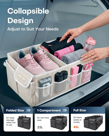HOTOR Trunk Organizer - Foldable Car Organizer for SUVs & Sedans Storage