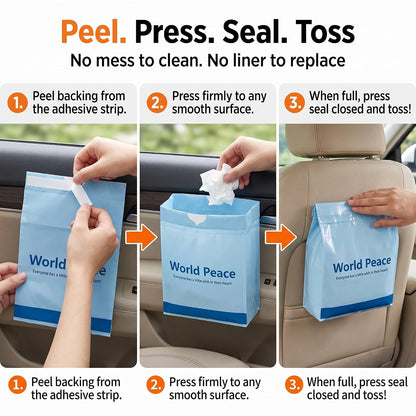 Thickened Self-Adhesive Car Trash & Vomit Bags, Leakproof 40 pcs