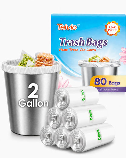 Teivio Mini Clear Trash Bags 0.5 Gallon 276 Count 11"x12" Unscented