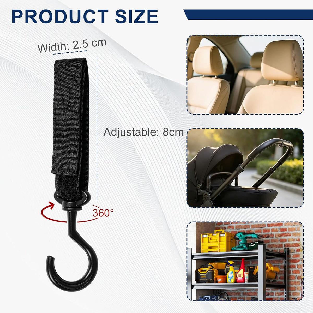 Car Seat Headrest Hook, Car Seat Back Storage Hanger Organizer, 4PCS