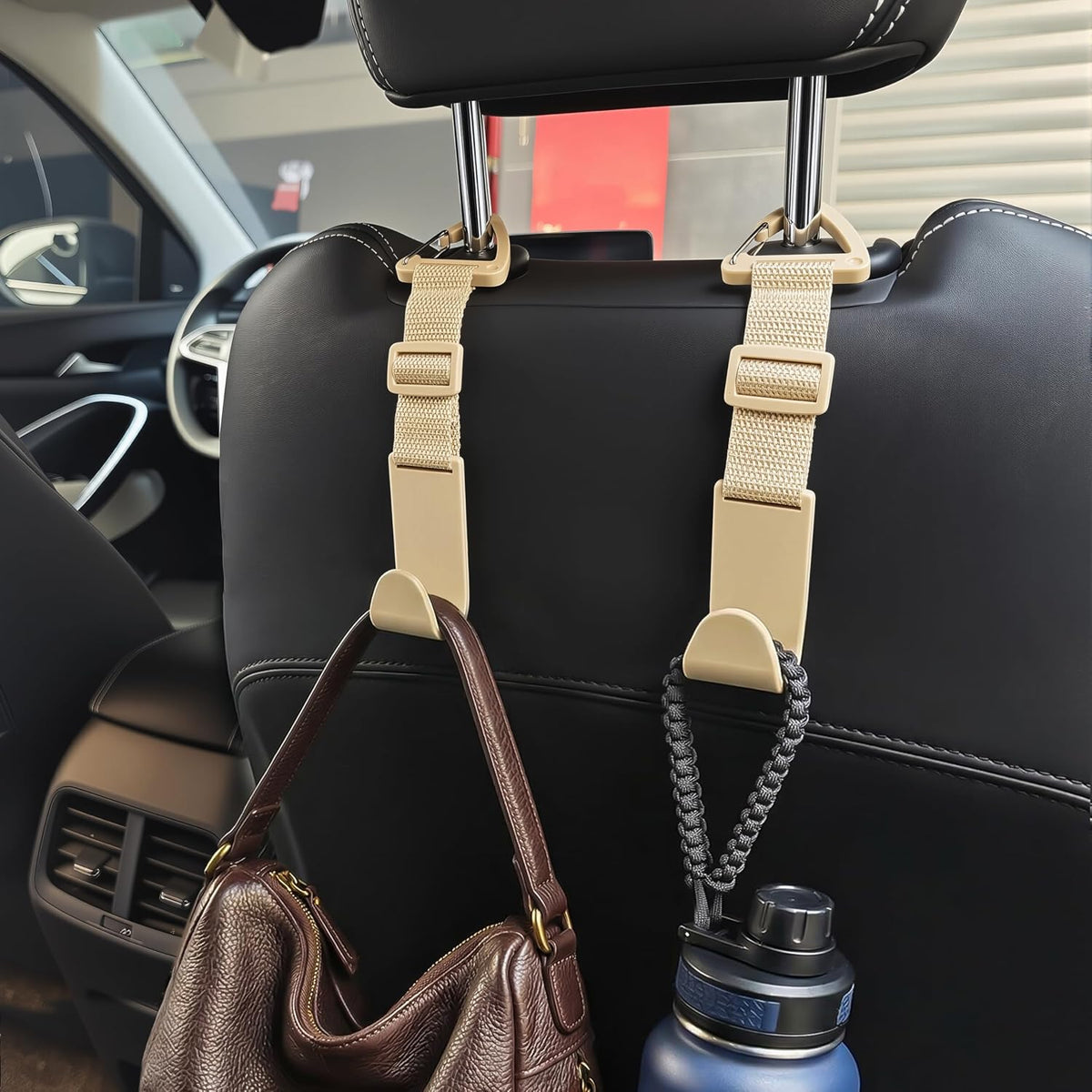 Amooca 4 Pack Anti-drop Headrest Hooks Adjustable Car Seat Organizer