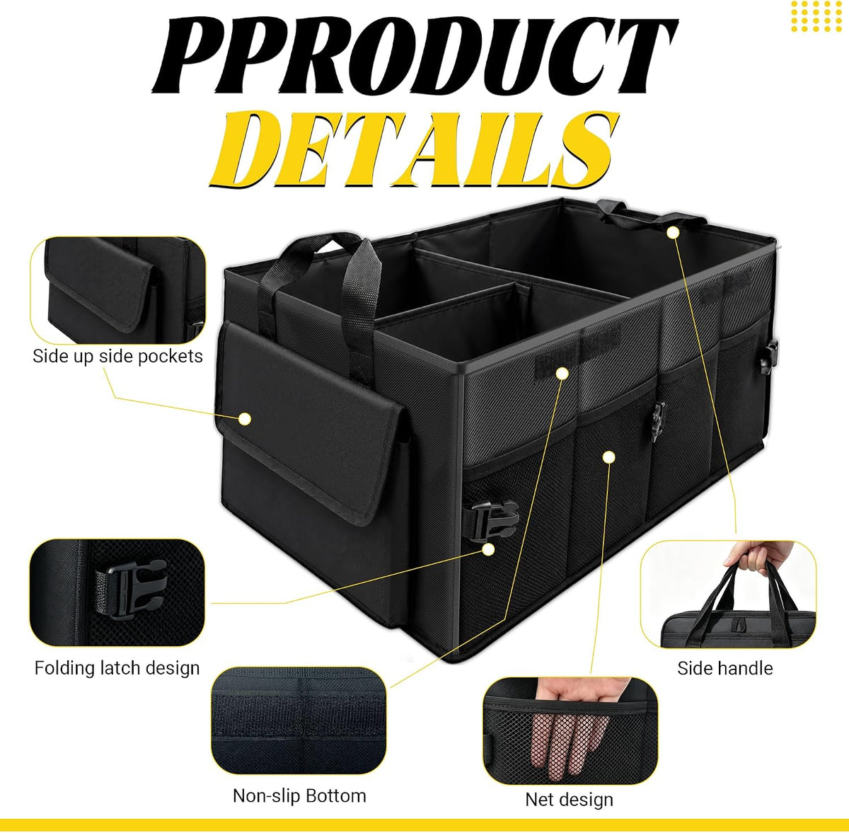 65L Trunk Organizer, Large Foldable Car Organizer for SUV, Jeep, Sedan