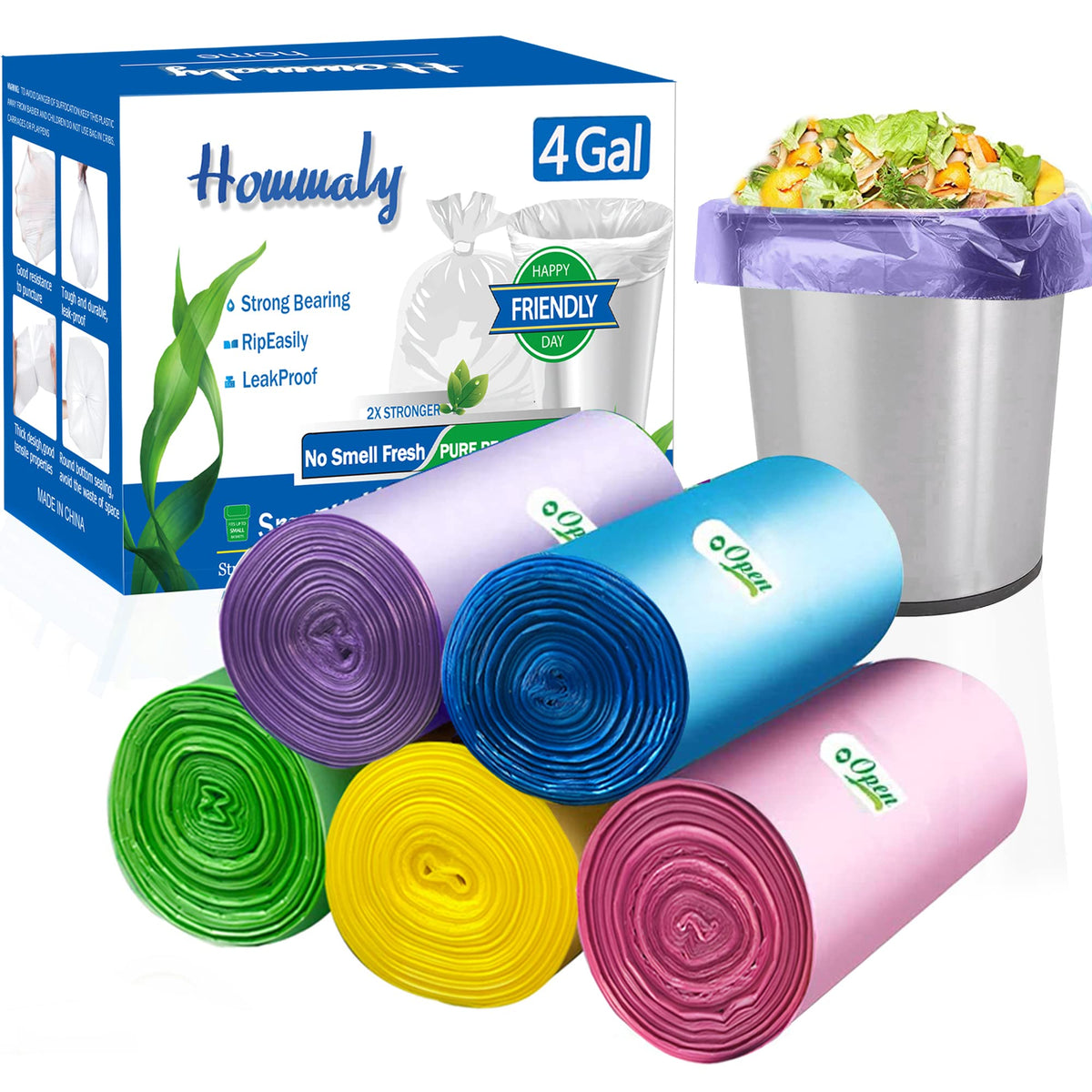 Hommaly 2 Gallon (1.8-2 Gal)120 pcs Small Clear Trash Bags, Strong 1.8 Gallon Garbage Bags, Bathroom Trash Can Bin Liners Unscented, Mini Plastic Bags for Office, Waste Basket Liner,Fit 6,7,8 Liters