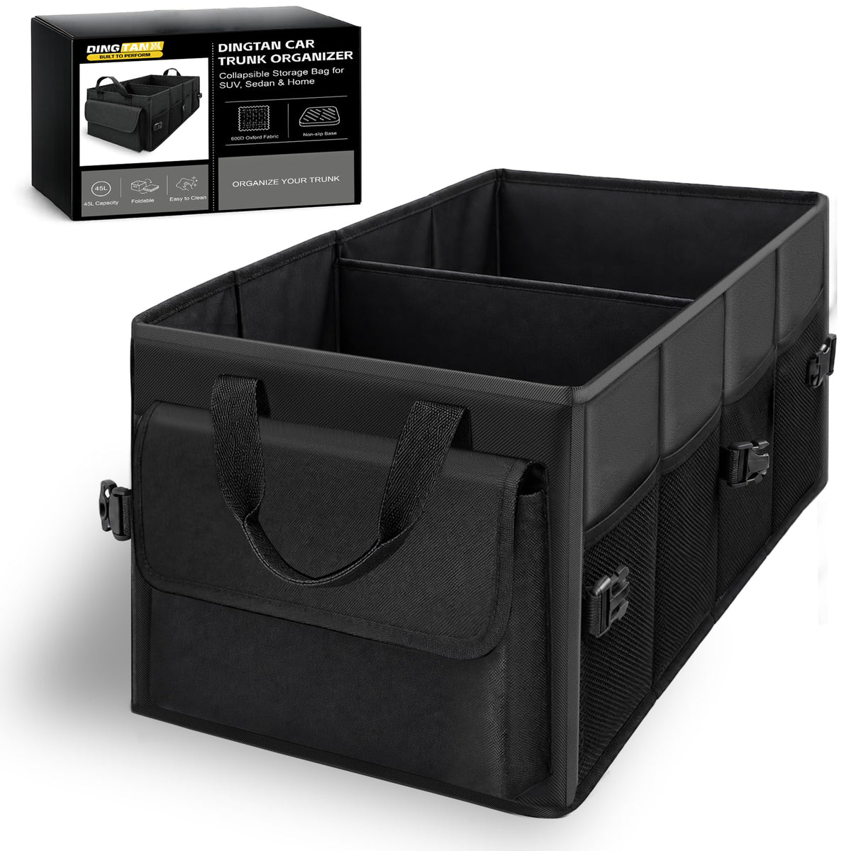 45L Trunk Organizer, Small Foldable Car Organizer for SUV, Jeep, Sedan