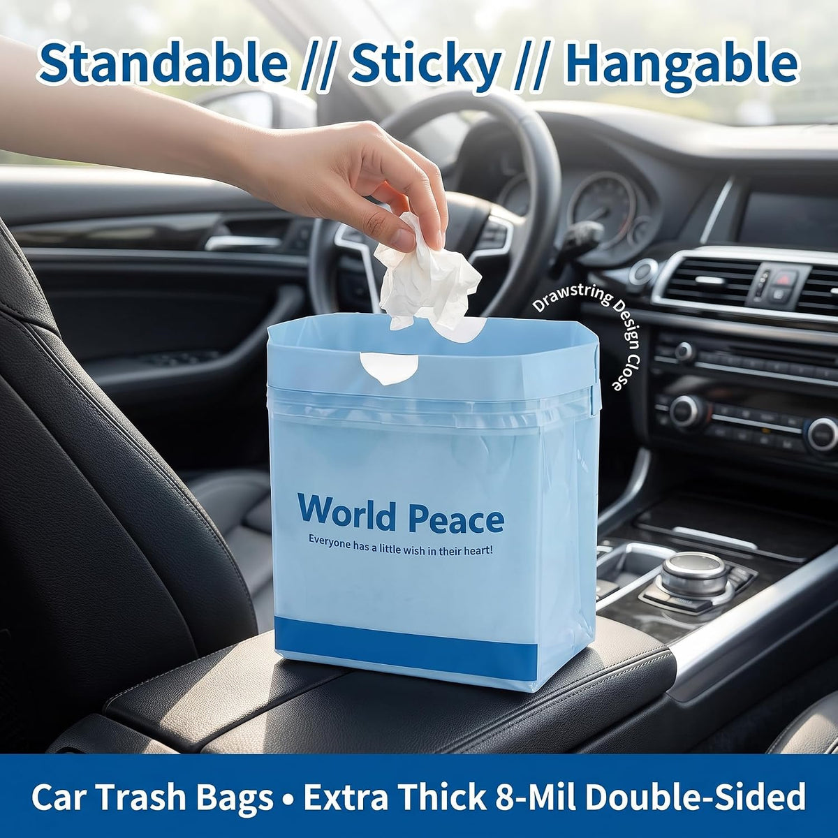 Thickened Self-Adhesive Car Trash & Vomit Bags, Leakproof 40 pcs