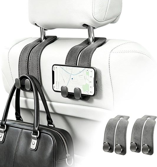 SUKIPIN Headrest Hooks for Car, Purse Hook for Car Headrest 2 Pack Gray