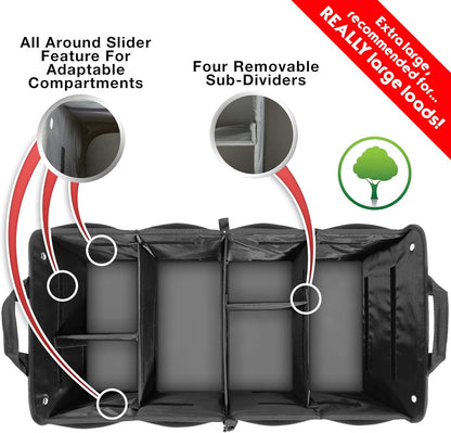 Car Trunk Organizer for SUV, Truck & Auto Cargo Storage, XL Black