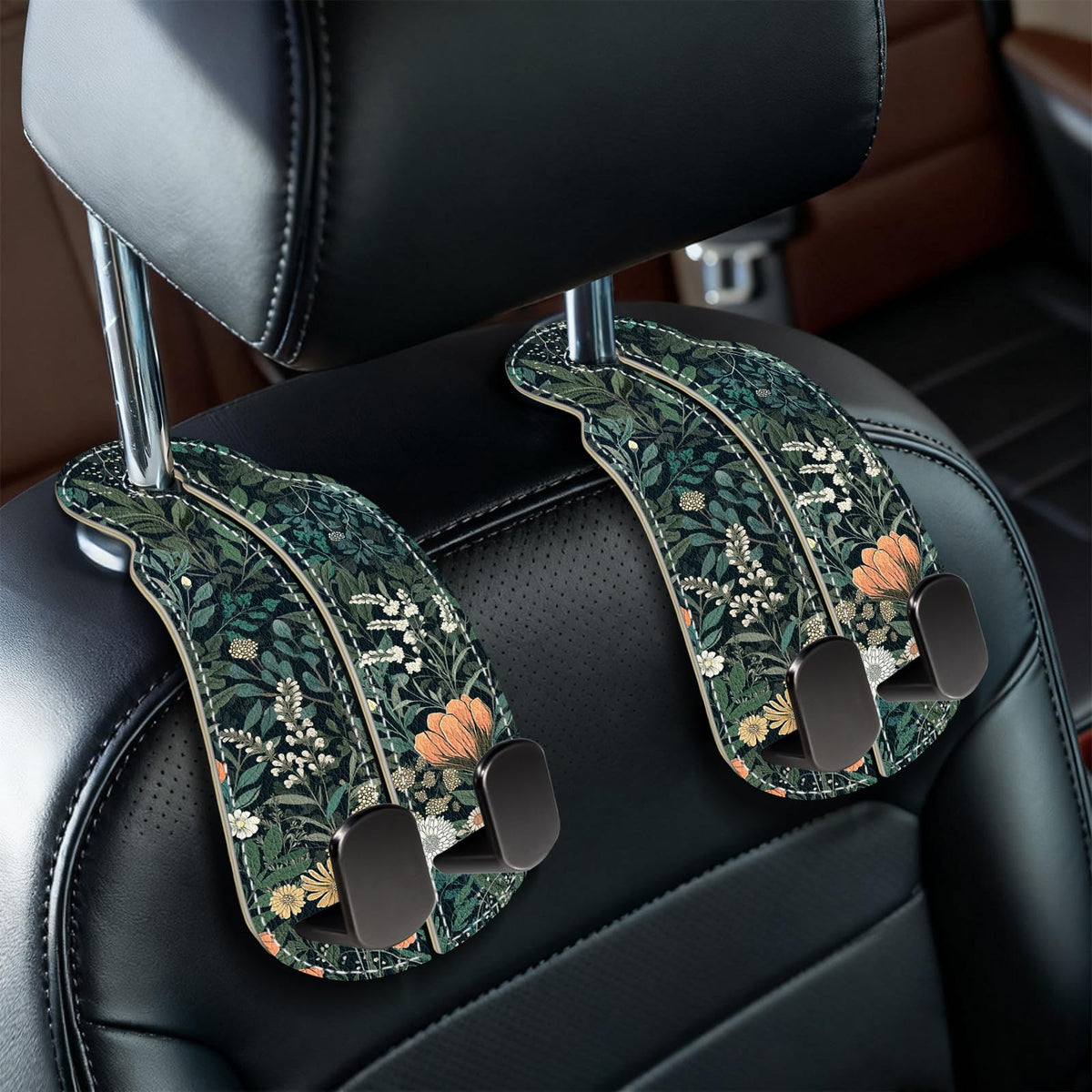 Blusabaca 2PCS Car Seat Headrest Hooks, Purses Bags Holder, Black