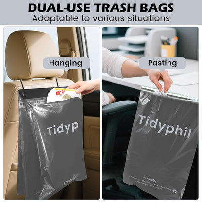 50 Bags Hanging Car Trash Bags Disposable, 2 Gallon Car Garbage Bags. Gray