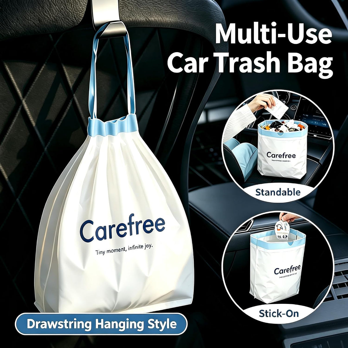 Disposable Car Trash Bags Standable Adhesive Hanging Waste Bags