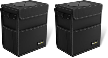 K KNODEL 2 Gallon Black Leak-Proof Waterproof Car Trash Can with Lid