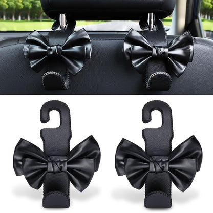 2 in 1 Car Headrest Hooks for Purses and Bags, Upgraded Leather Organizer Storage Holder Hooks Matching Cars Interior, 1-Pack, Gray