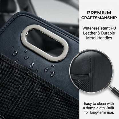 Leather Car Organizer Front Seat Organizer with Metal Handles