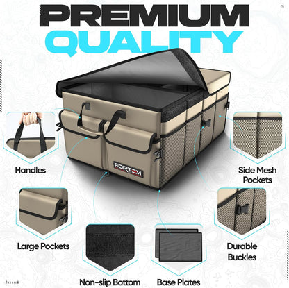 FORTEM Trunk Organizer - Foldable Car Organizer & Storage for SUVs & Trucks