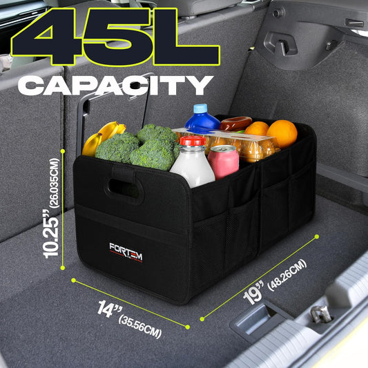 FORTEM Trunk Organizer - Car Organizer & Storage for SUVs, Trucks, Sedans