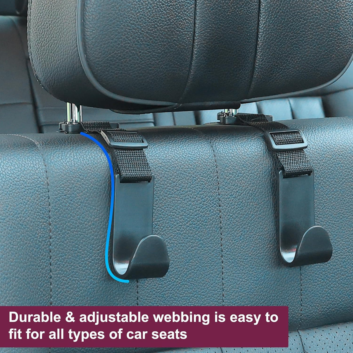 4-Pack Universal Car Headrest Hooks Anti-drop Seat Back Organizer for Bags