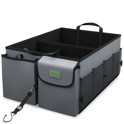 DRIVE - Car Trunk Organizer - Collapsible, Multi-Compartment Automotive SUV Car Organizer for Storage w/Adjustable Straps - Truck & Car Accessories for Women and Men - Black
